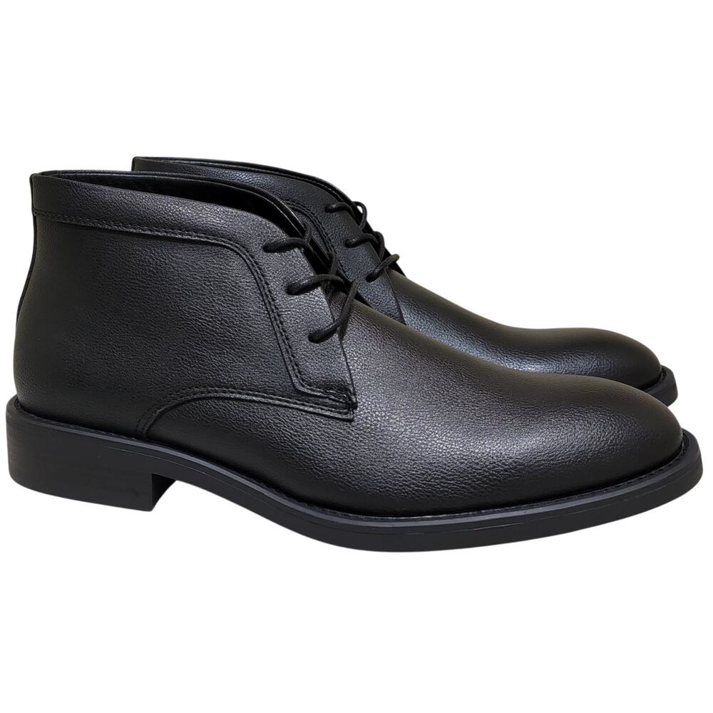 Alfani Men Gregory Chukka Ankle Boots Size US 11M Black Pebbled Faux Leather